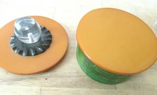 Multicolored Bakelite or Catalin Round Box with Lid - 5