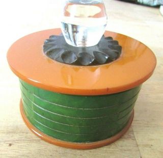 Multicolored Bakelite or Catalin Round Box with Lid - 6