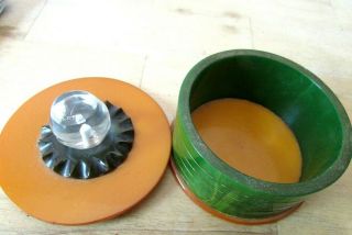 Multicolored Bakelite or Catalin Round Box with Lid - 7