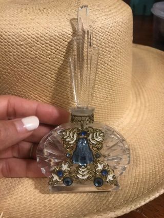 Vintage Usa Irice Art Glass Vanity Perfume Bottle Irving W Rice Co N.  Y.  Art Deco