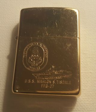 Vintage U.  S.  S.  Mahlon.  S.  Tisdale Ffg - 27 Solid Brass Zippo Lighter 1932 - 1988