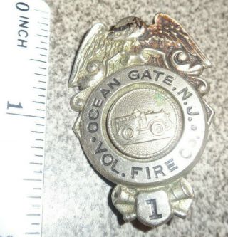 Obsolete/antique/vintage Ocean Gate Jersey Volunteer Fire Company Badge