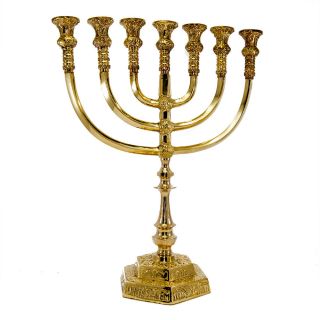 Brass Copper 24 Inch Massive Israel Temple Menorah Jerusalem Jumbo Candle Holder