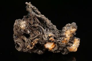Unique Acanthite After Native Silver Wires Himmelsfurst,  Germany - Ex.  Robertson
