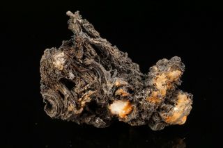 UNIQUE Acanthite after Native Silver Wires HIMMELSFURST,  GERMANY - Ex.  Robertson 9