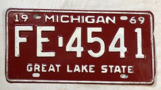 Vintage Michigan 1969 Metal License Plate Great Lake State