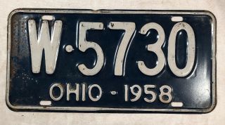 Vintage 1958 Ohio Metal State License