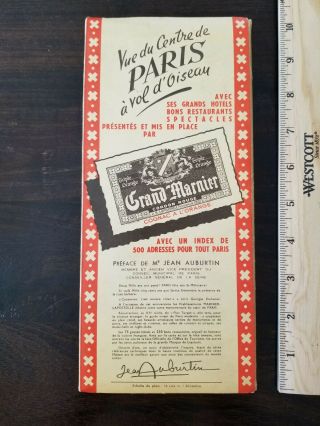 1951 Paris France Large Tourist Map And Folder By Grand Marnier Liquor