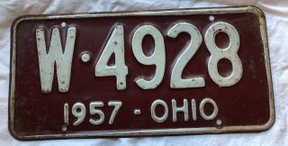 Vintage 1957 Ohio Metal State License Plate