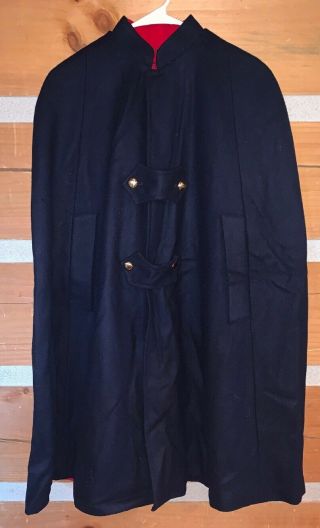 Vintage 1940’s Nurse Cape Wool Women Navy Blue With Red Lining Size Small (36)