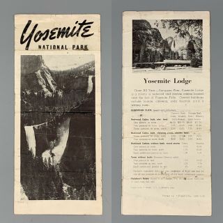Vintage 1944 Yosemite National Park Lodge Brochure With Prices