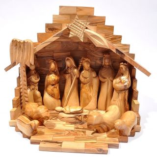 Olivewood Medium Crib,  Nativity Set Made In From Bethlehem