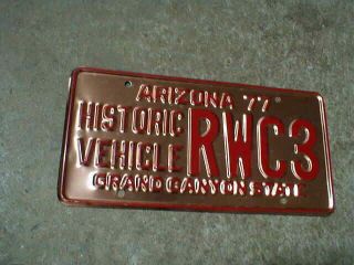 Near Vintage 1977 Arizona Solid Copper Historic Vehicle License Plate Rwc3