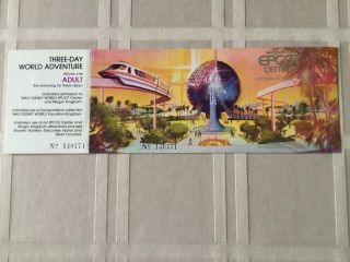 Walt Disney World Epcot Center Special Edition Opening Day Ticket