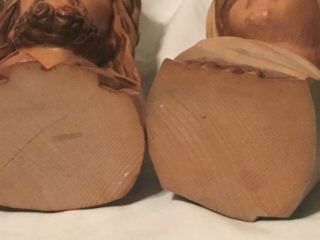 Anri Carved Wood Mary & Jesus with Crown of Thorns Busts 5