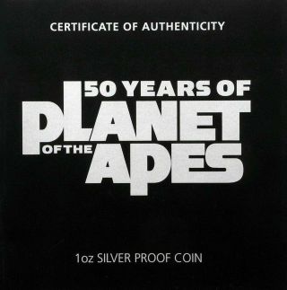 2018 - P $1 Tuvalu 50 Years of Planet of the Apes 1oz Silver Coin PCGS PR70DCAM 4