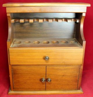 Decatur Industries 7 - Pipe Rest Stand Cabinet - Walnut Wood - Tobacco - Vintage