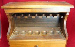 Decatur Industries 7 - Pipe Rest Stand Cabinet - Walnut Wood - Tobacco - Vintage 2