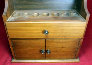 Decatur Industries 7 - Pipe Rest Stand Cabinet - Walnut Wood - Tobacco - Vintage 3