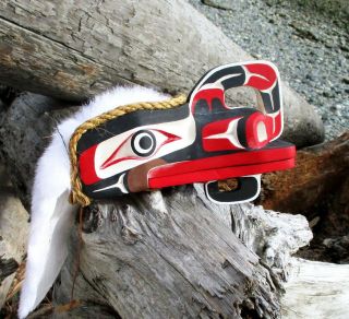 Northwest Coast First Nations Native Wooden Art Carving Crooked Beak Mask,  Cedar