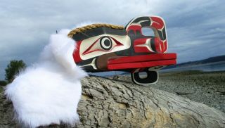 Northwest Coast First Nations native wooden Art carving Crooked Beak Mask,  cedar 4