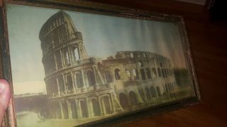 Vintage Antique Framed Print Litho Of Roman Colosseum Italy By Morris & Bendien