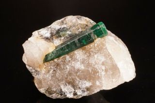 Classic Emerald Beryl Crystal On Quartz Carnaiba,  Brazil