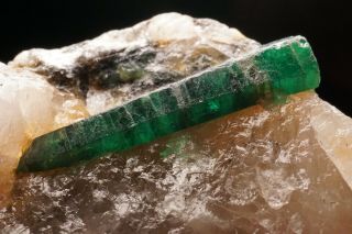CLASSIC Emerald Beryl Crystal on Quartz CARNAIBA,  BRAZIL 3