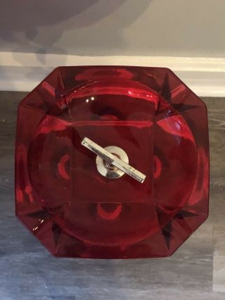 True Vintage Smoking Stand Red Glass Ashtray Mid Century Modern