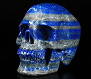 Huge 4.  9 " Lapis Lazuli Carved Crystal Skull,  Realistic,  Healing