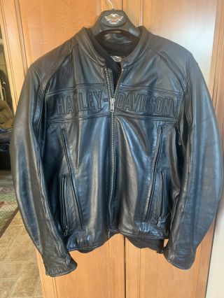 Mens Vented Leather Harley - Davidson Jacket Xl With Removable Liner