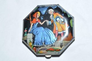 Gorgeous Vintage Art Deco Gwenda Tap Flap Faux Butterfly Wing Foil Compact