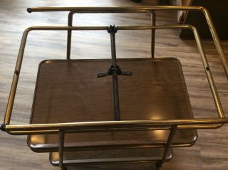 Mid Century Modern COSCO Metal Steel 3 shelf Rolling Tea Bar Cart in Wood Grain 5