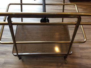 Mid Century Modern COSCO Metal Steel 3 shelf Rolling Tea Bar Cart in Wood Grain 6
