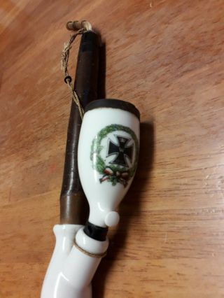 Small Antique Vintage German Ulmer Porcelain Tobacco Pipe Dated 1914
