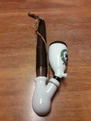 SMALL ANTIQUE VINTAGE GERMAN ULMER PORCELAIN TOBACCO PIPE DATED 1914 2
