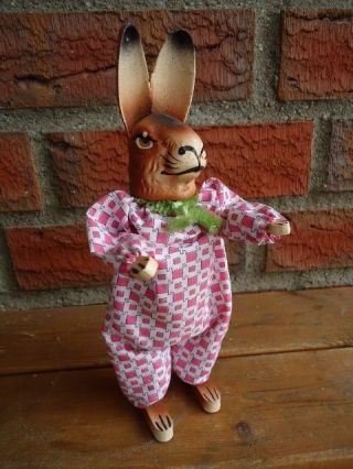 Old Easter German Bunny - Clockwork - Paper Mache - Rabbit - Bunny - Belsnickle -