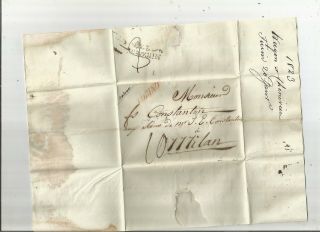 Stampless Folded Letter: 1823 Torino,  Italy Red Sl