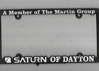 Saturn Of Dayton Dealership License Plate Car Tag Frame - Plastic - Ohio