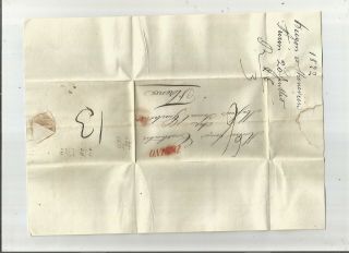 Stampless Folded Letter: 1822 Torino,  Italy Red Sl