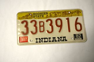Vintage 1982 Indiana Sample License Plate 33b3916 Hoosier State Farm Scene