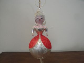 Vintage Italian Blown Glass Christmas Ornament Women In Red Dress From 1968