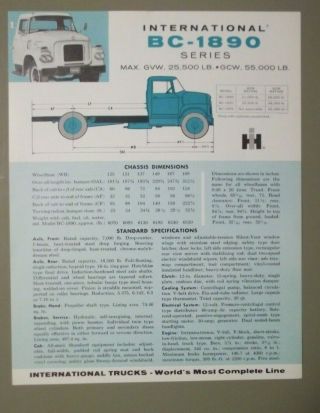 International Bc - 1890 Series Truck Specifications Brochure