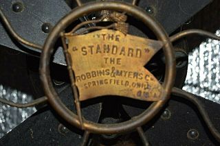 Antique The Standard Robbins & Myers Brass 4 Blade 17 " Fan Needs Restoration