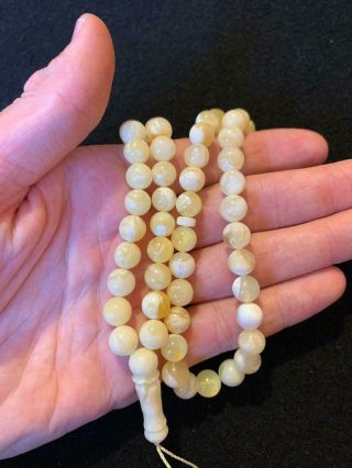 Amber Rosary / (66 Beads / 26 Gram / 8.  9 Mm) / Natural Baltic White Amber