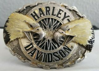 Harley Davidson Belt Buckle - Tire - Double Eagle - Made In Usa