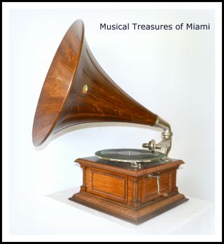 Hmv Victor Monarch Senior Wood Horn Phonograph,  Bonus