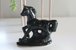 Small Black Porcelain Unicorn Golden Horn Fantasy Mythical