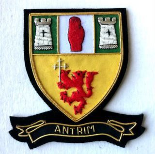 Hand Embroidered Irish County - Antrim - Collectors Heritage Item To Buy Cp Made