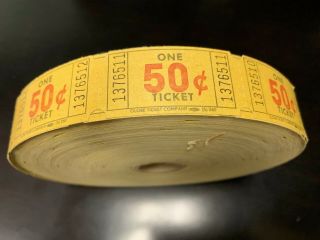 Vintage Ticket Roll Globe Ticket Co 50 Cents Ticket Globe Ticket Company